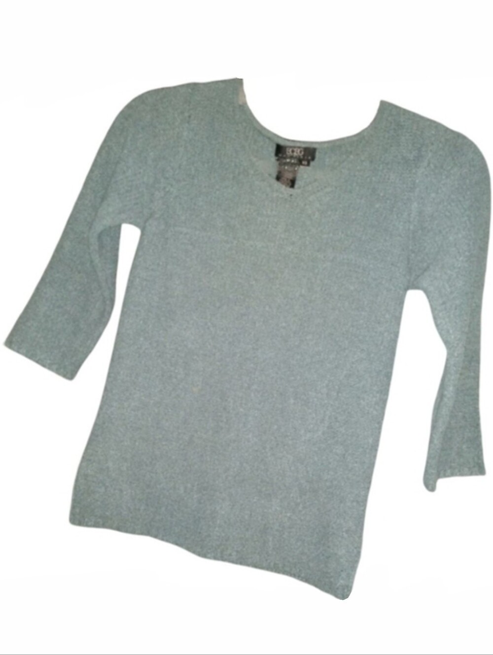BCBG Max Azria Chenille Sweater Pullover V Neck Lt Slate Blue BCBGMAXAZRIA XS S